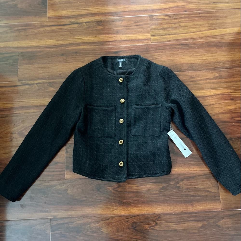 Acqua sir Small Elegant Black Tweed Jacket with Gold Buttons - Women